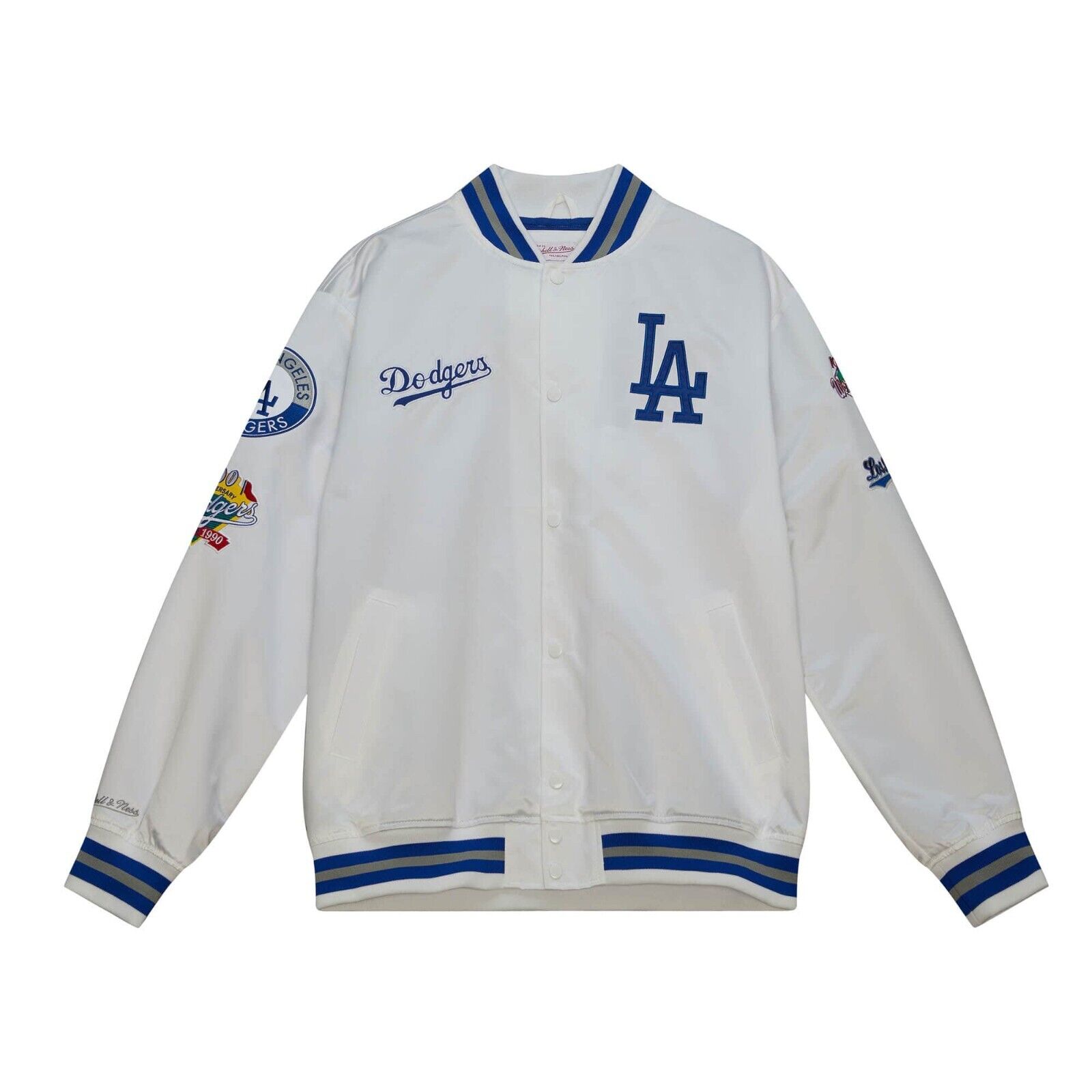 Los Angeles Dodgers White City Collection Mitchell and Ness Satin Jacket