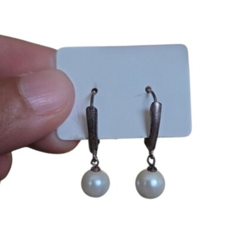 Vintage Tarnished Delicate Sterling Silver Leverback Dangle Earrings