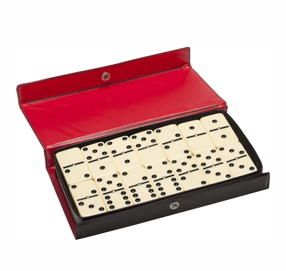 Double Six Dominoes with Spinners - Ivory Tiles, Club Size