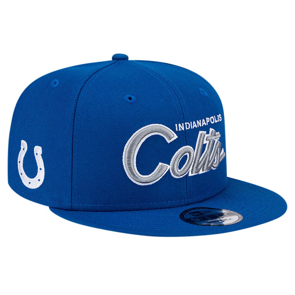 Indianapolis Colts Royal New Era 9FIFTY Retro Script Snapback Hat