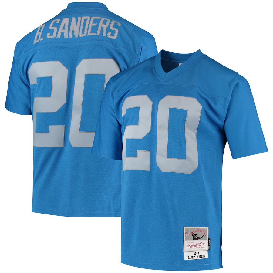 Detroit Lions 1994 Barry Sanders #20 Mitchell and Ness Light Blue Jersey