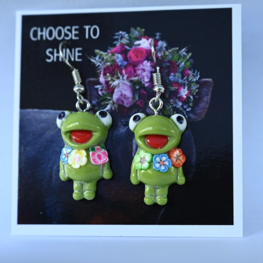Frog Flower Earrings