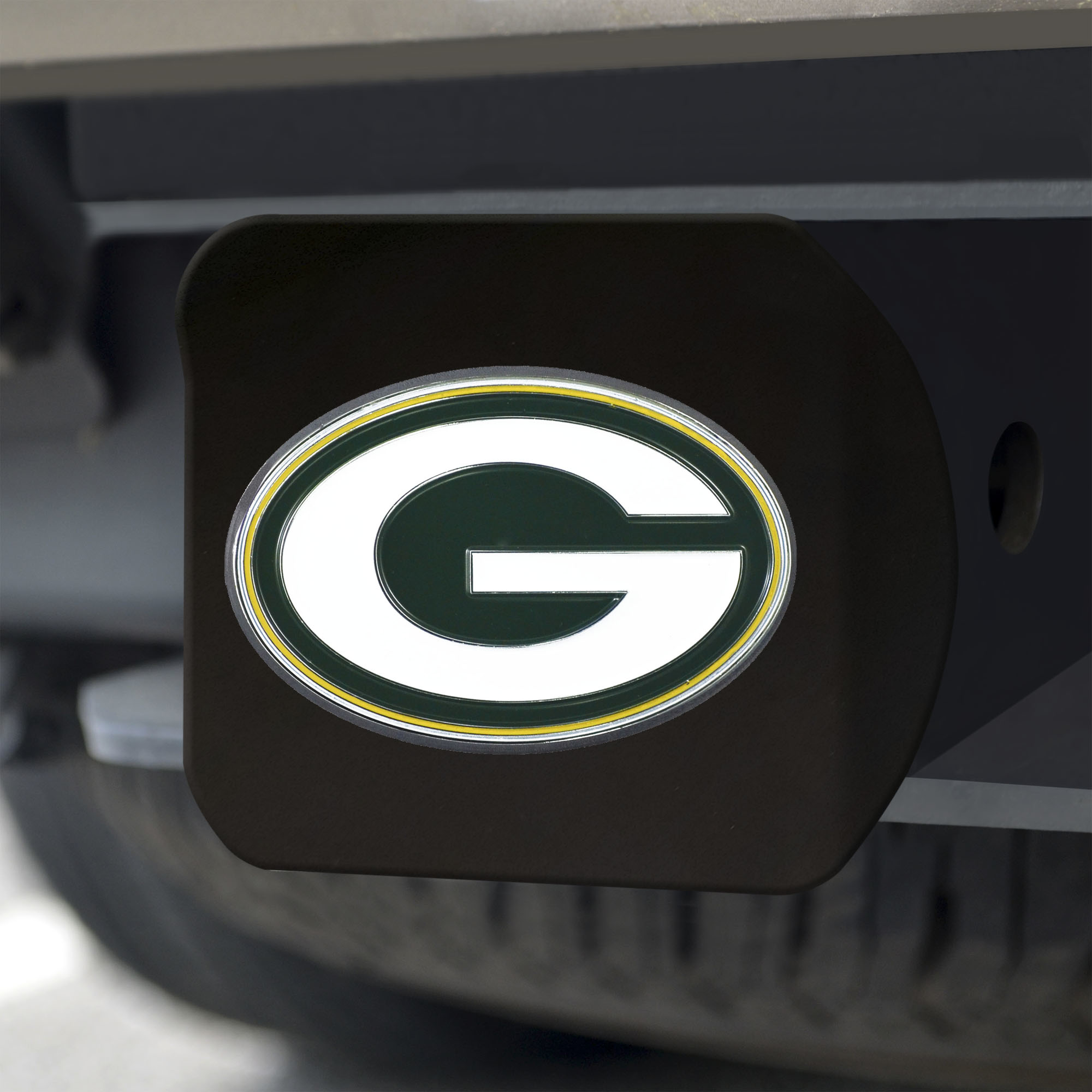 Green Bay Packers Black Chrome Hitch Cover