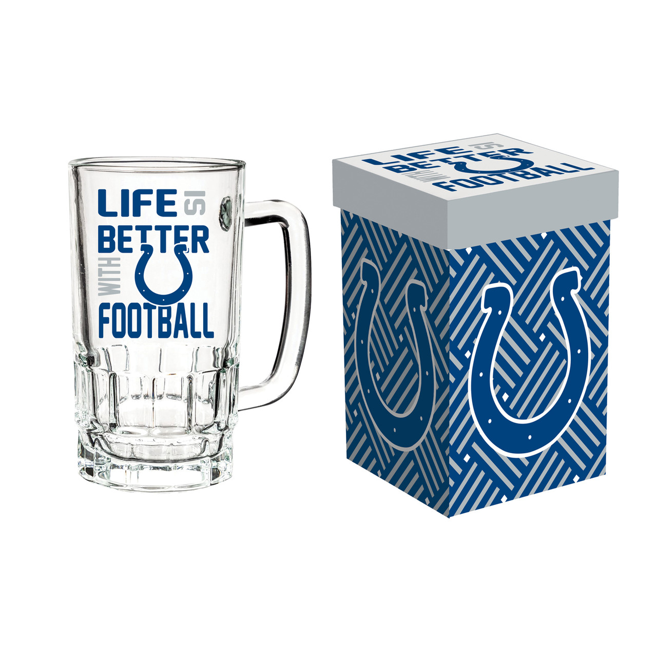 Indianapolis Colts Glass Tankard Mug with Box 18oz