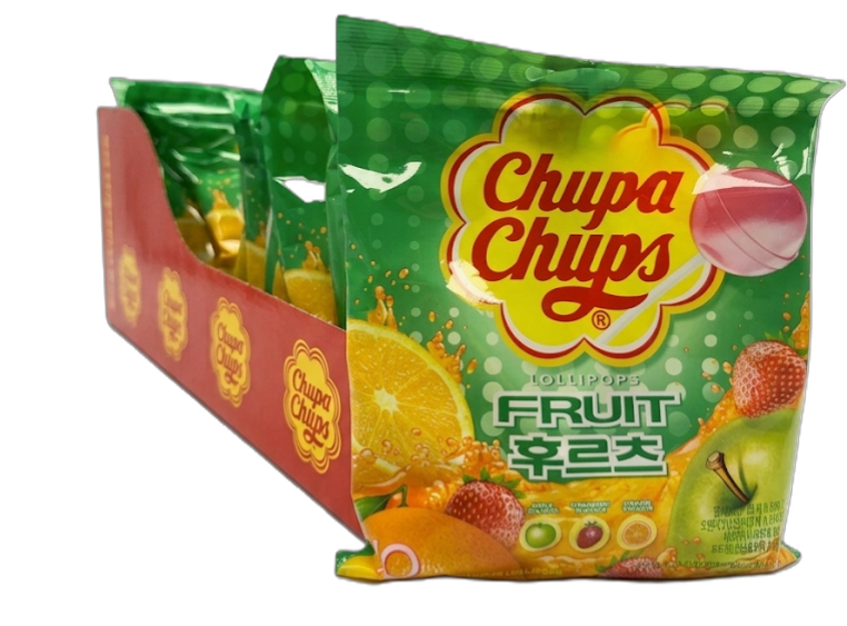 Chupa Chup Korea Import Fruit Lollipop 3.9oz Bag 10ct Tray