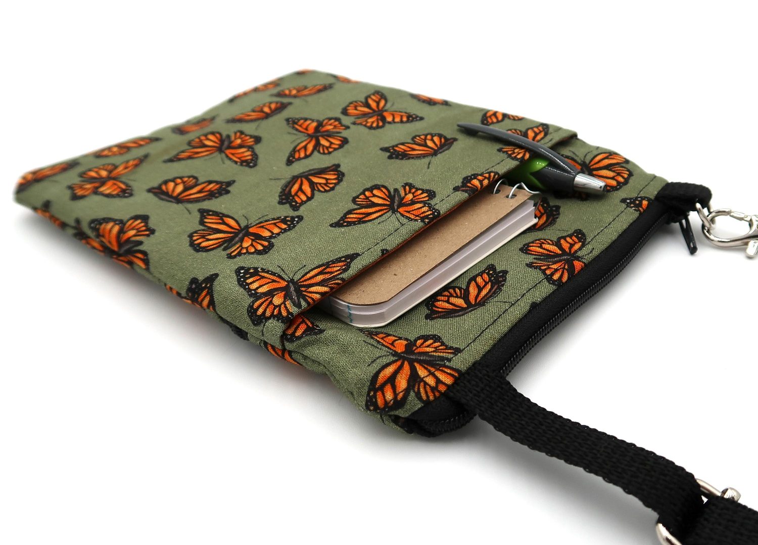 Small Crossbody Bag – Monarchs on Sage, photo 4 of 6