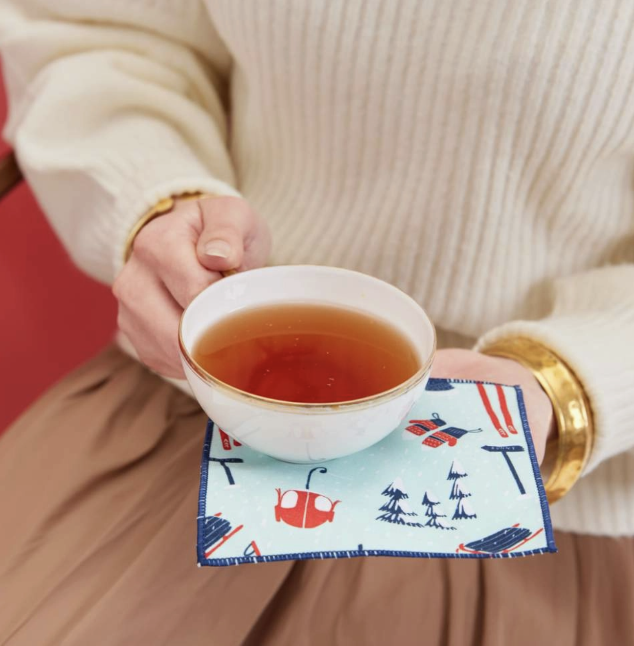 Ski Vacation Reusable Eco Cocktail Napkins: Set of 8