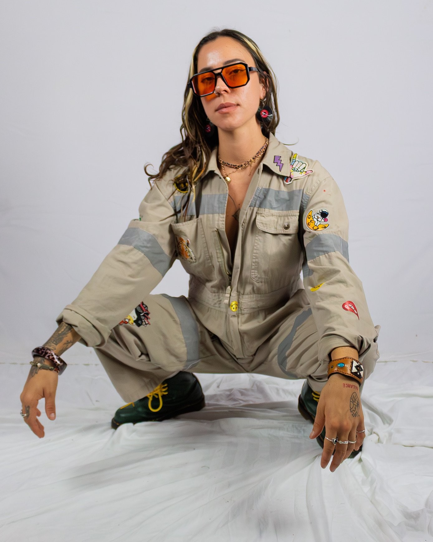 Patched Unisex Overall Jumpsuit Vintage
