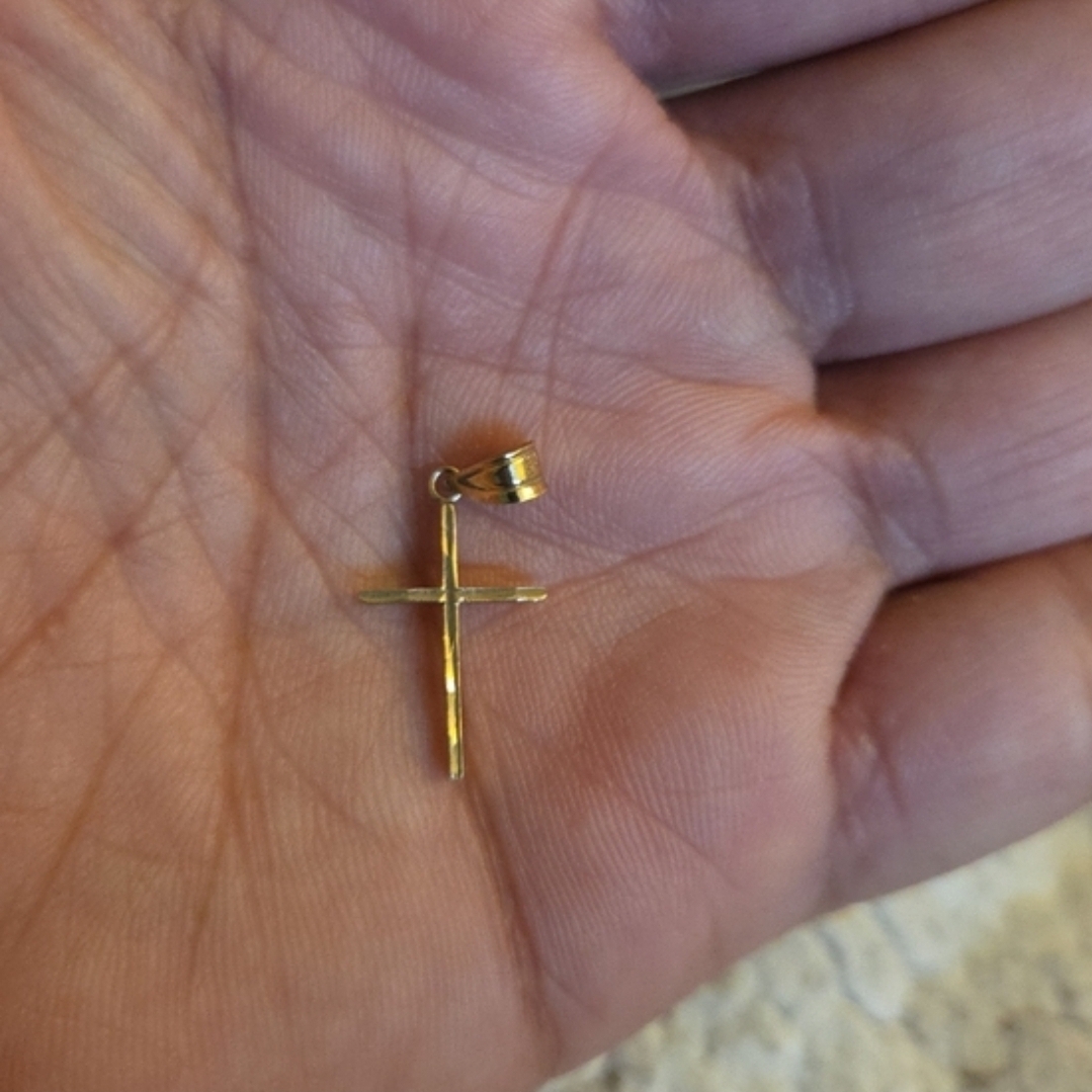 Vintage 14K Gold Cross Pendant Necklace Charm