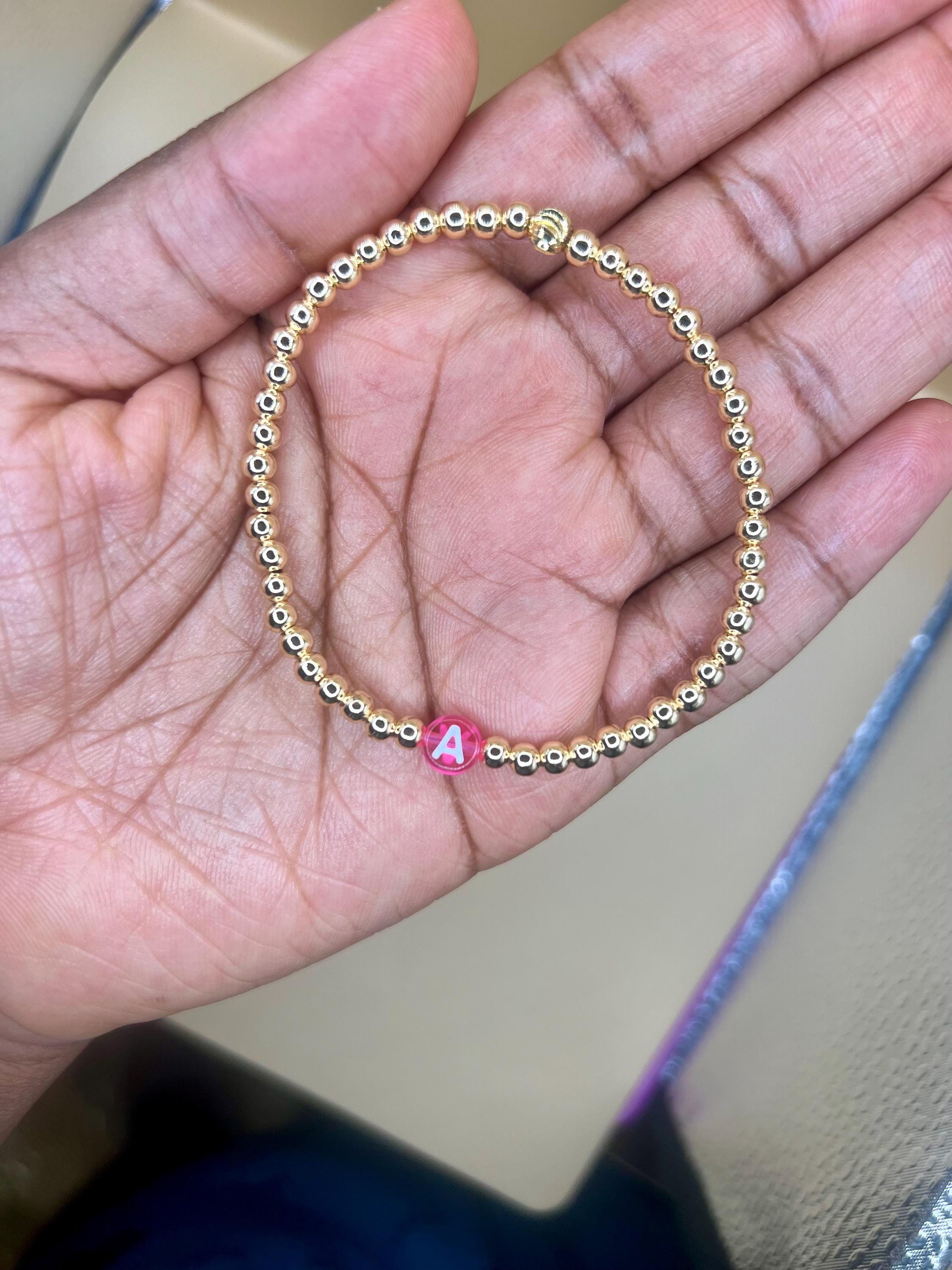 Custom Name initial Bracelet: Personalized Beaded Word Bracelet view 4