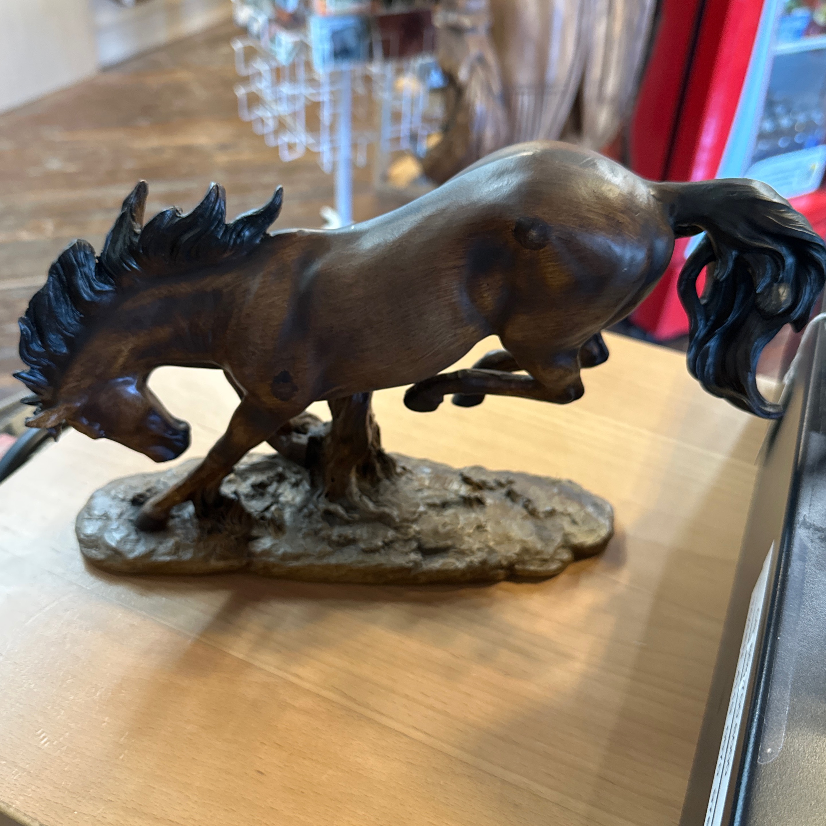 Brown horse kicking