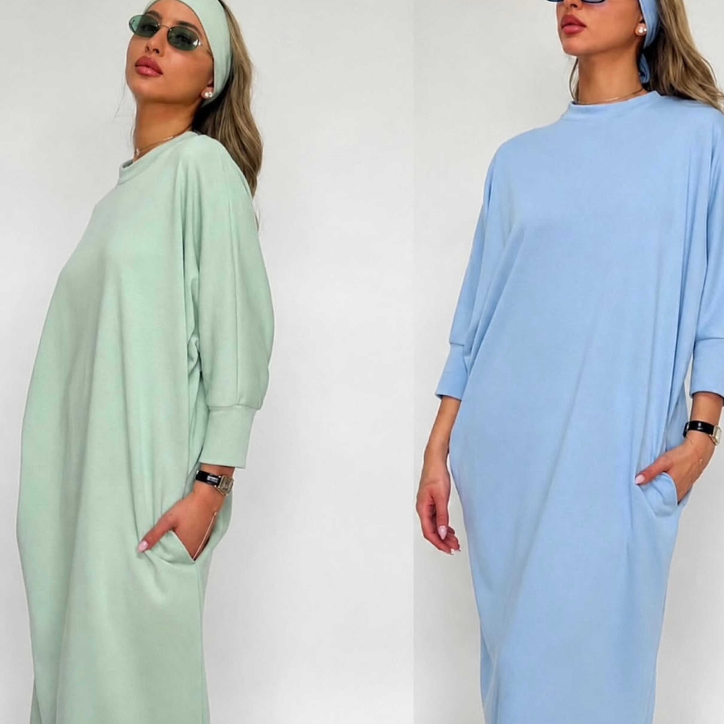 Batwing Dress with Matching Headband in Blue — product photo
