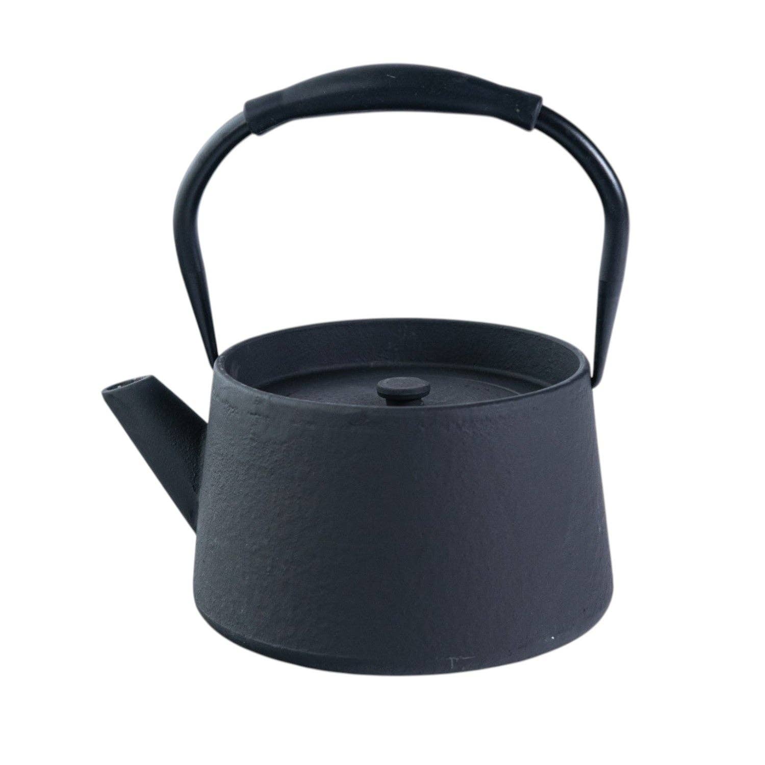 Modern Straight Edge Design Black 33oz Cast Iron Tea Pot (1/8)
