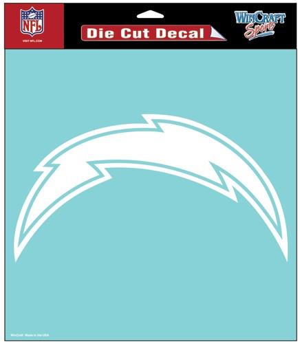 Los Angeles Chargers White Perfect Cut Decal 8x8"