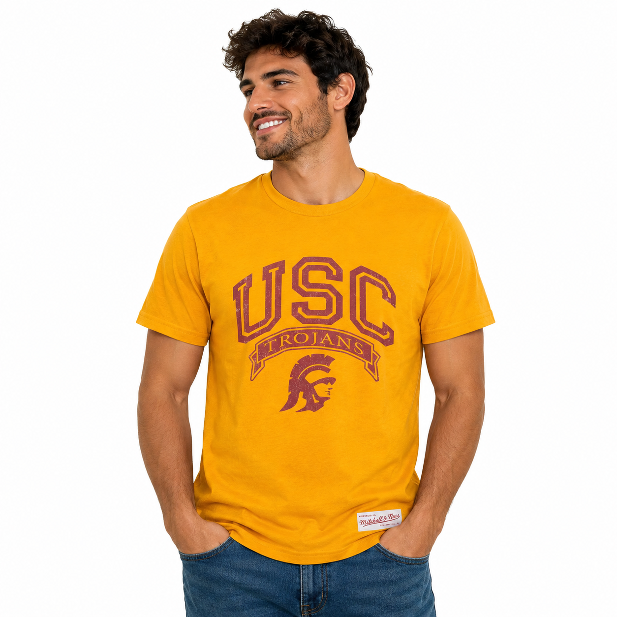 USC Trojans Gold Mitchell and Ness Outline Arch Shirt