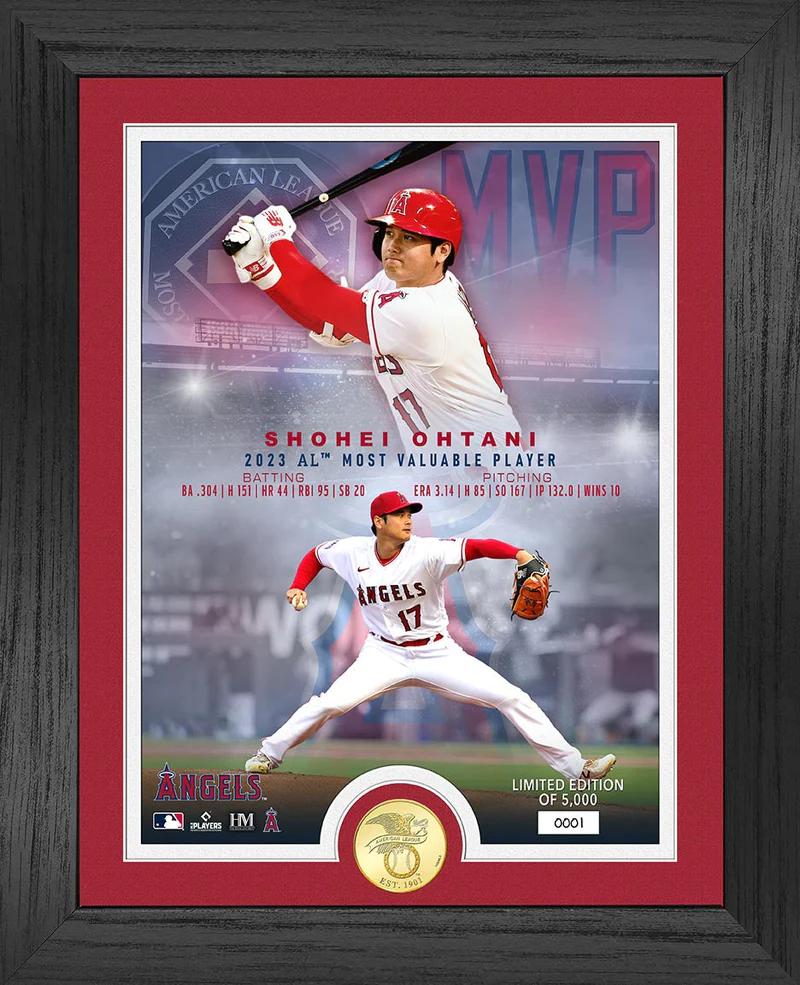 Los Angeles Angels Shohei Ohtani 2023 MVP Bronze Coin Framed Photo Mint