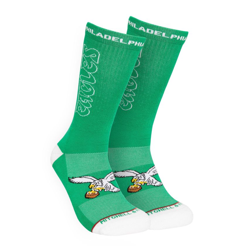 Philadelphia Eagles Retro Mitchell and Ness Kickoff Crew Socks