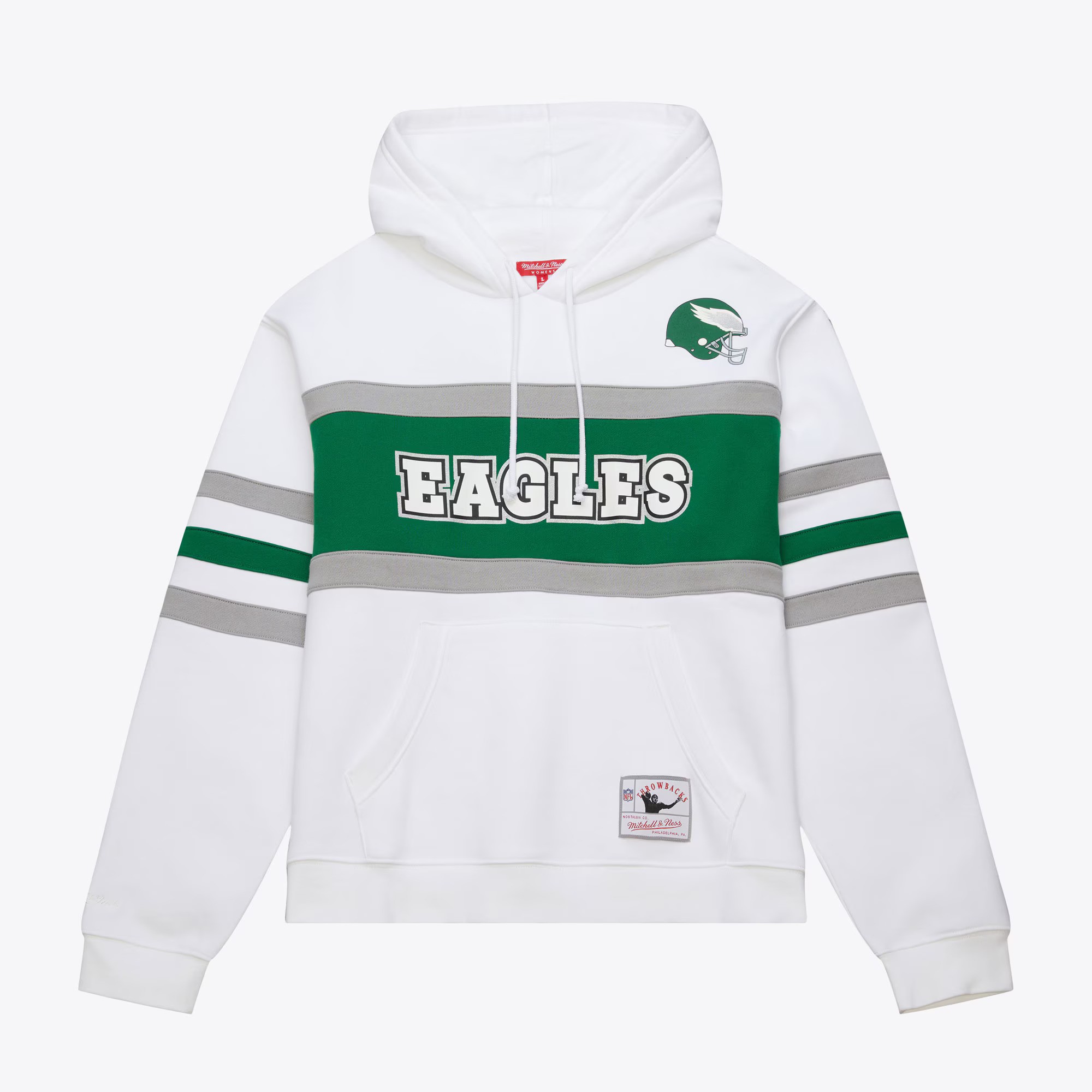 Philadelphia Eagles Ladies Retro Head Coach Mitchell and Ness Hooded Sweatshirt