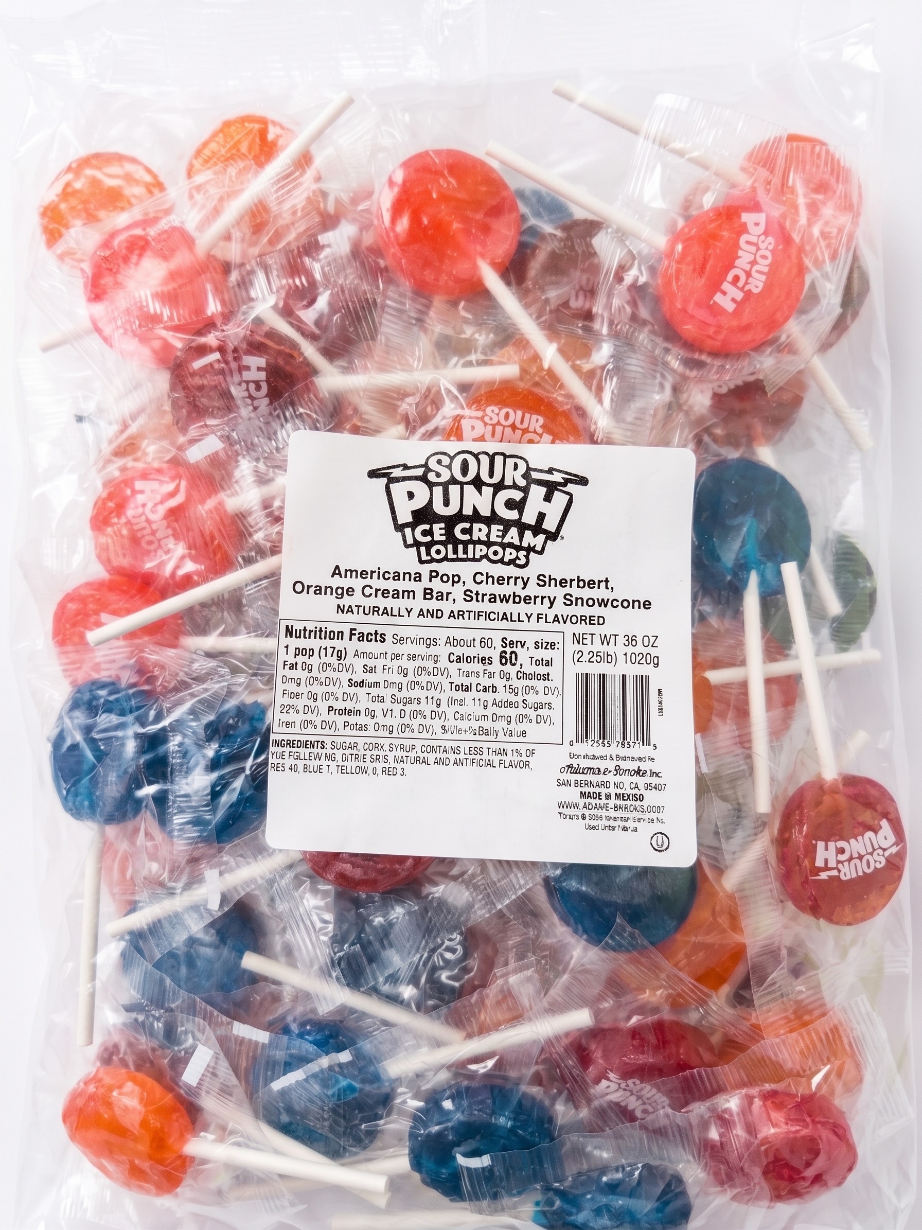 Sour Punch Ice Cream Truck Lollipops 4 Flavor 2.25 lb