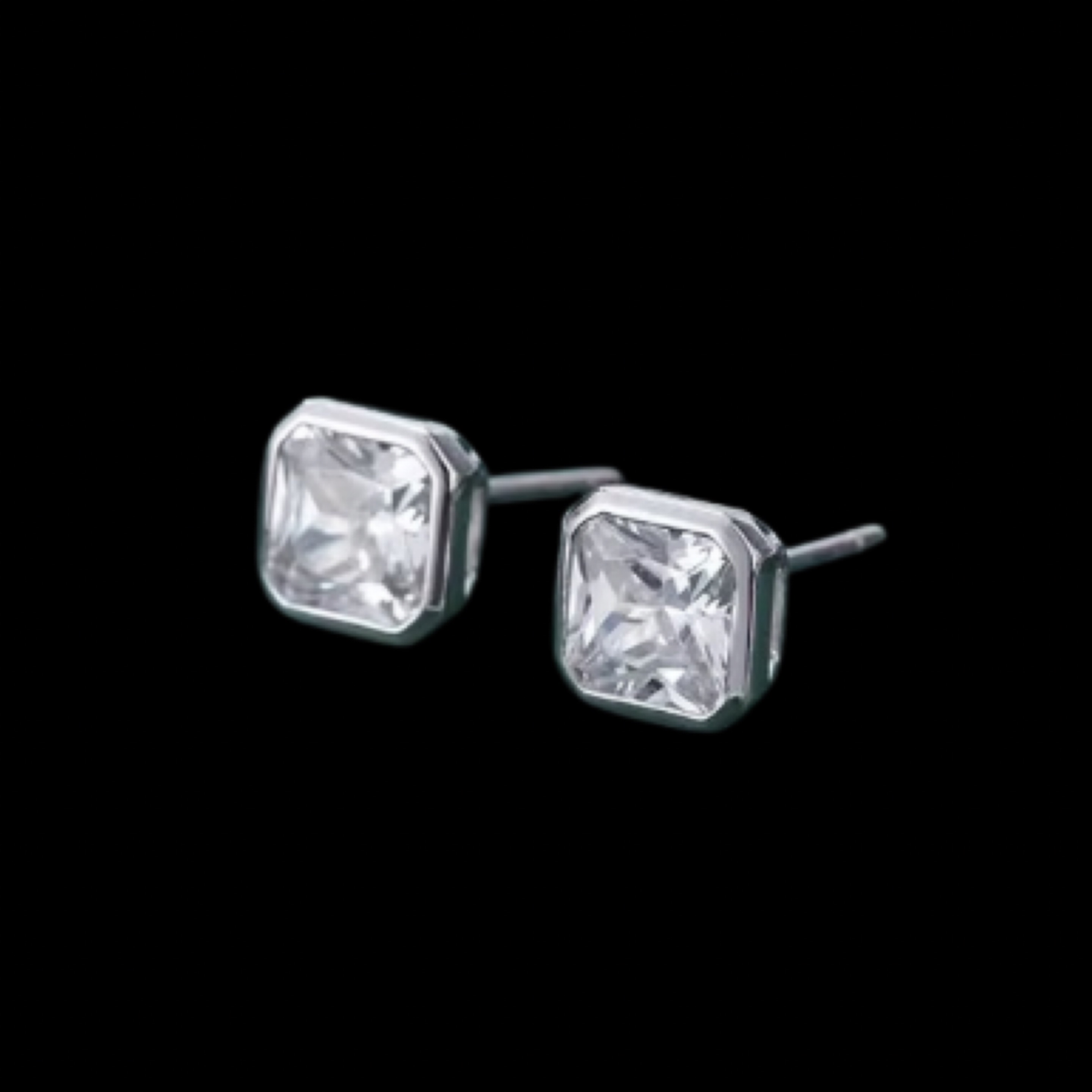 Moissanite Stud Earrings — 3 Carat Princess Cut D VVS1 Sterling Silver