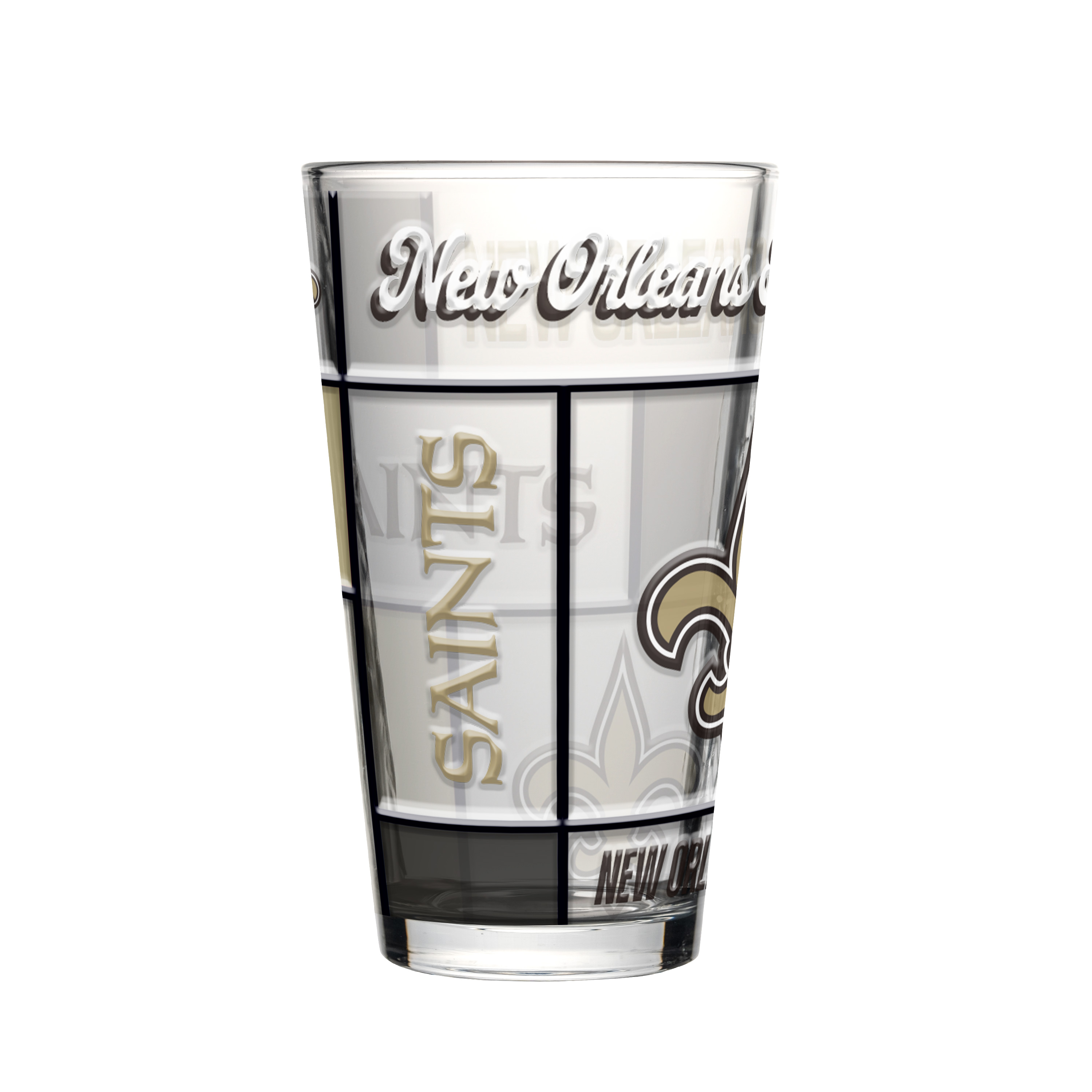 New Orleans Saints Boxed Quilted Stained Pint Glass 16oz