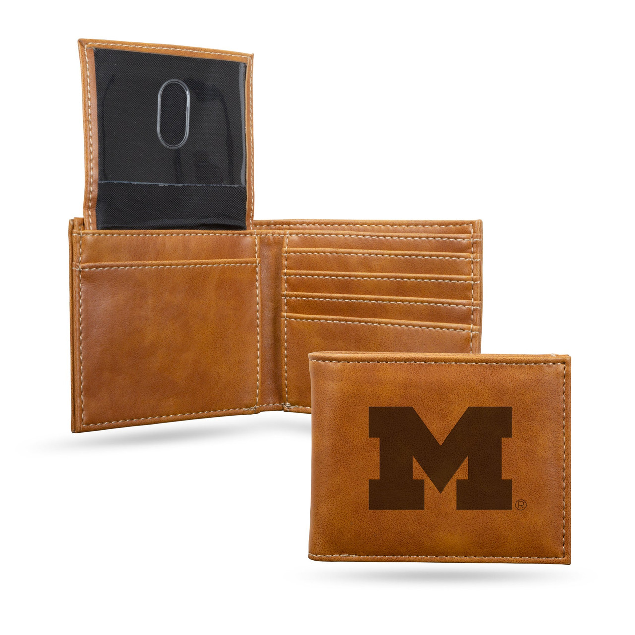 Michigan Wolverines Laser Engraved Billfold Leather Wallet