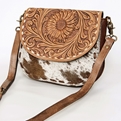 AD Hand Tooled Leather Hide Handbag