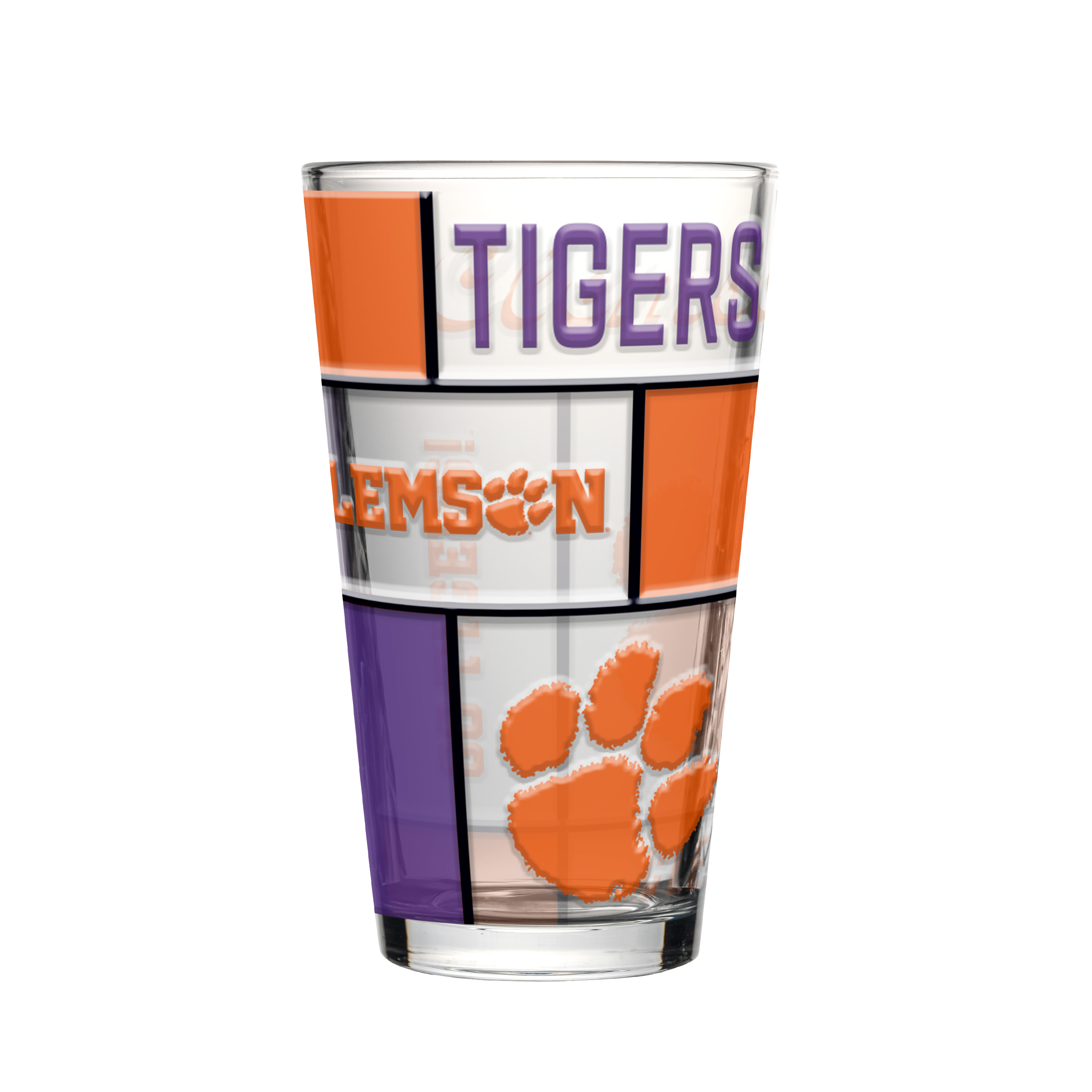 Clemson Tigers Boxed Quilted Stained Pint Glass 16oz