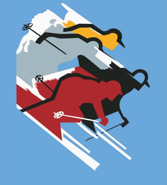 Vail Colorful Ski Silhouettes Magnet