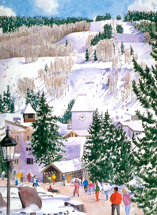 Vail A Winter Afternoon Glicee Print by Barbara Froula