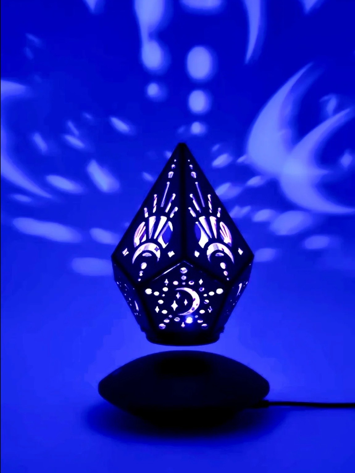Levitating Wood Lamp Adjustable LED Lights Geometric Luna Luxx