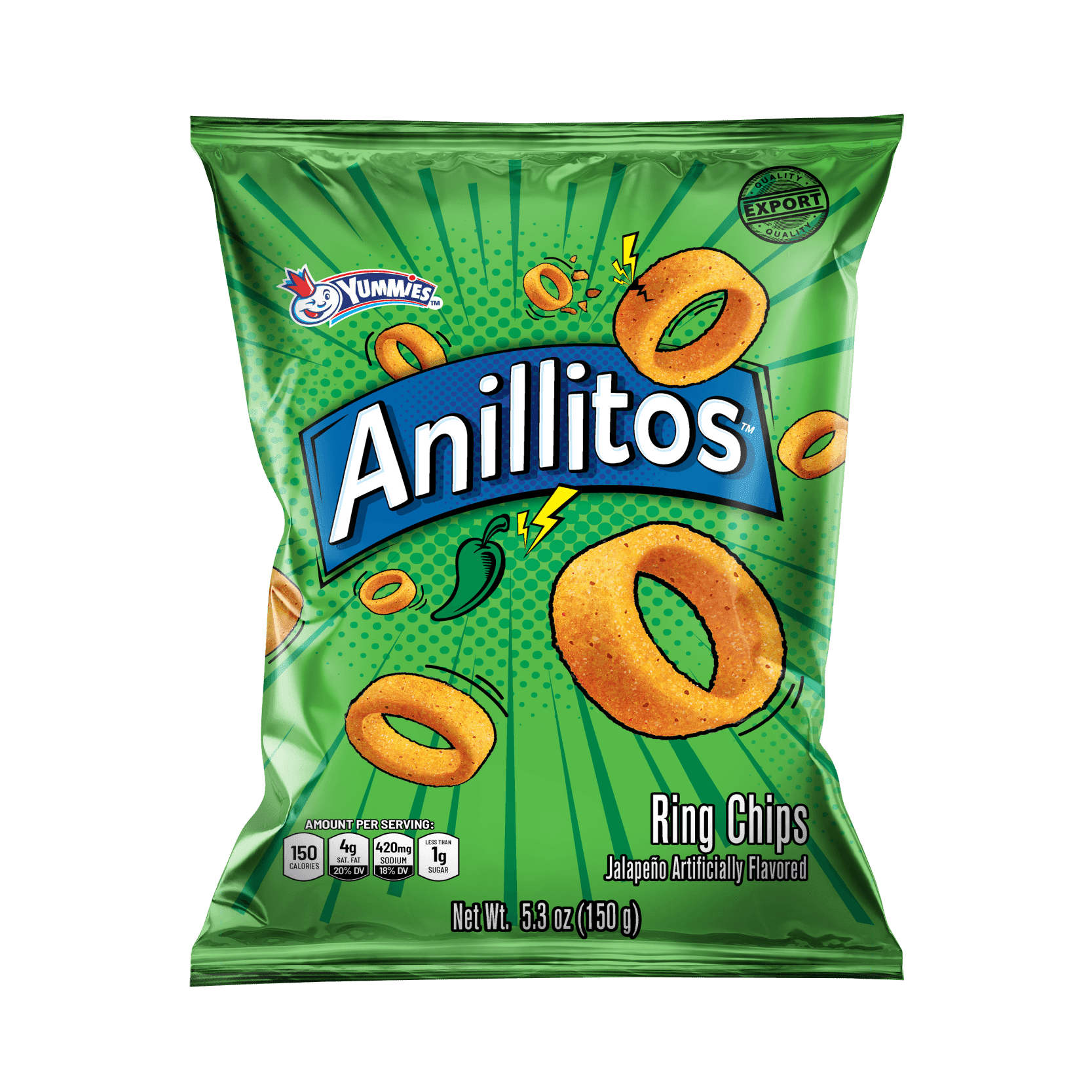 Yummies Anillitos Ring Chips Jalapeno 5.3 oz 24 ct Import