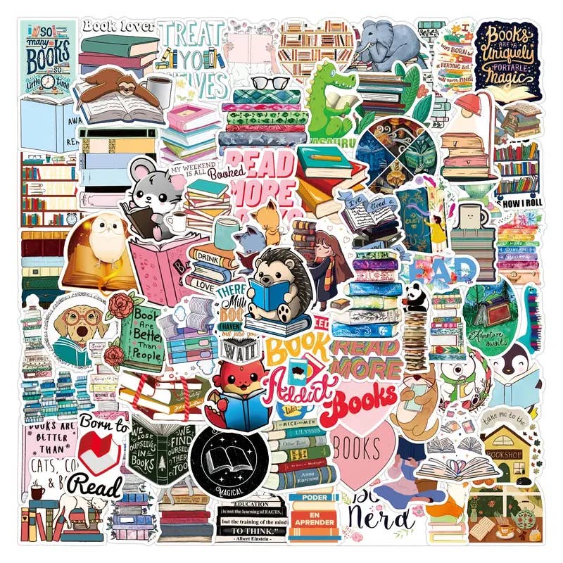 Book Reading Stickers, funny Books mystery stickers, decals: 50 Stickers