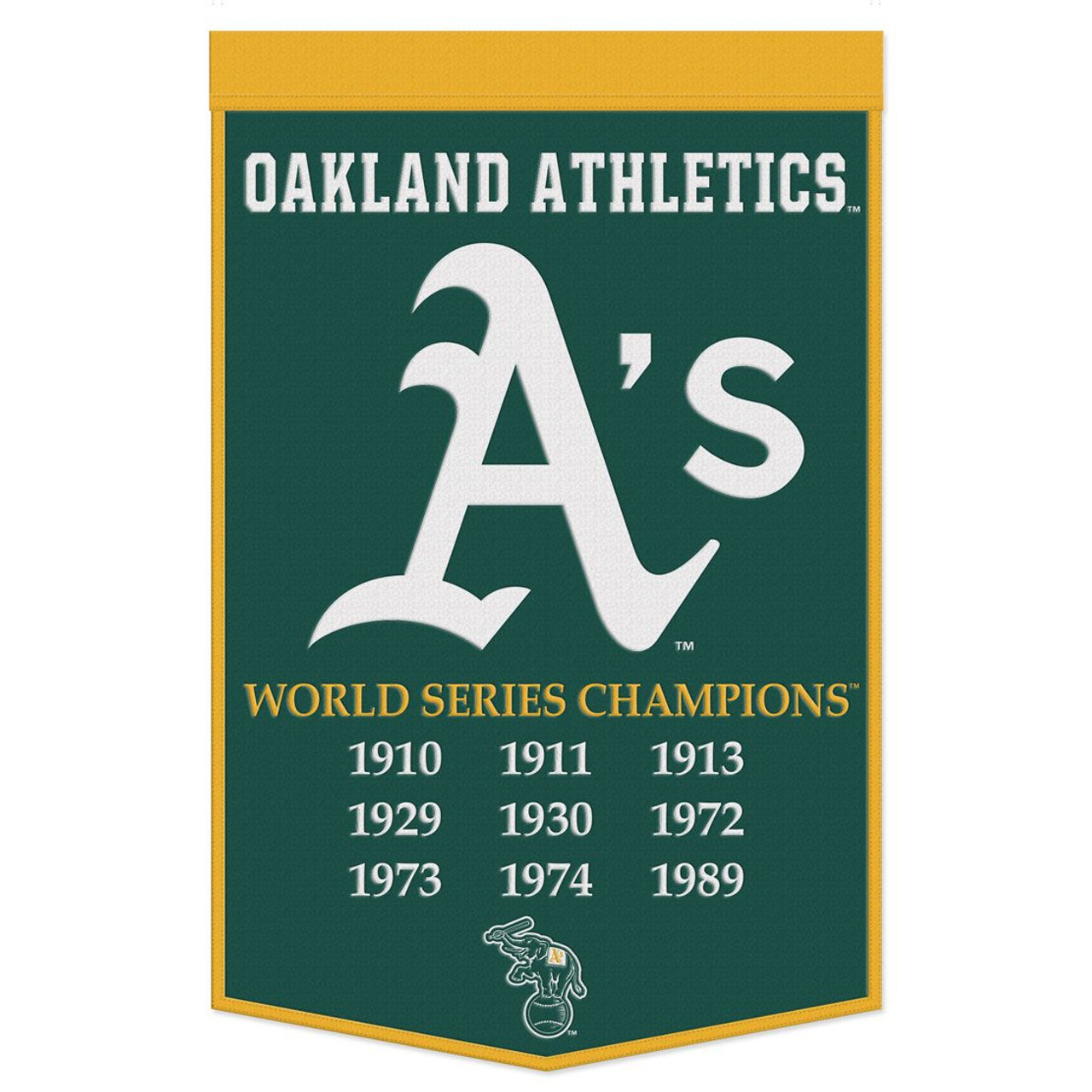 Oakland Athletics Wool Dynasty Championship Banner 24x38"