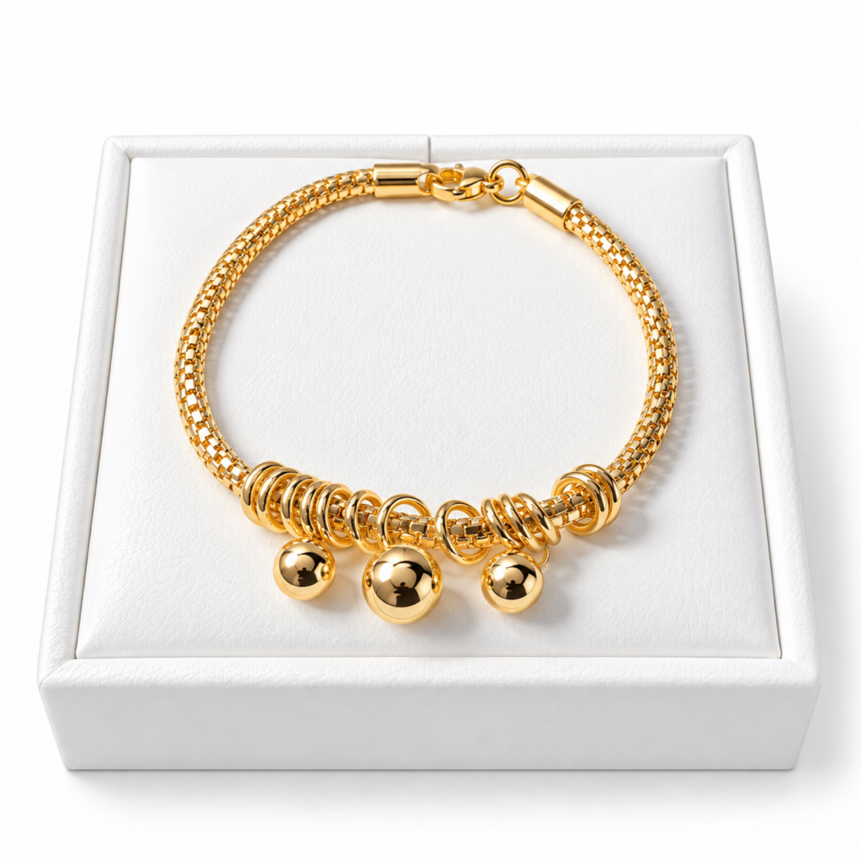 7.5” Gold Triple Charm Bracelet