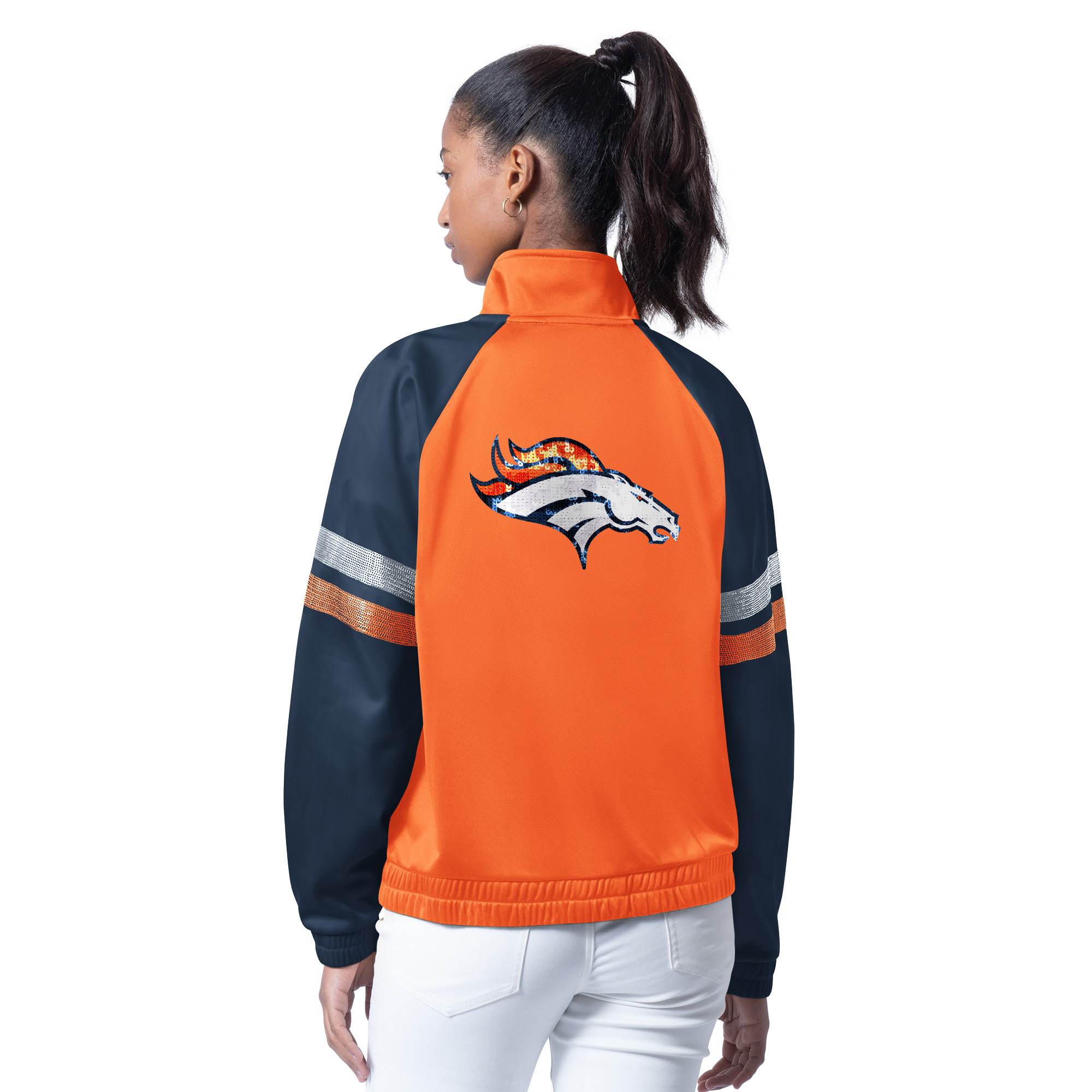 Denver Broncos Ladies Orange/Navy g-III Sideline Flash Full Zip Jacket