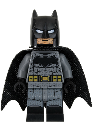 sh0437 Batman - Dark Bluish Gray Suit, Gold Belt, Black Hands, Large Bat Logo, Printed Legs, Stubble
