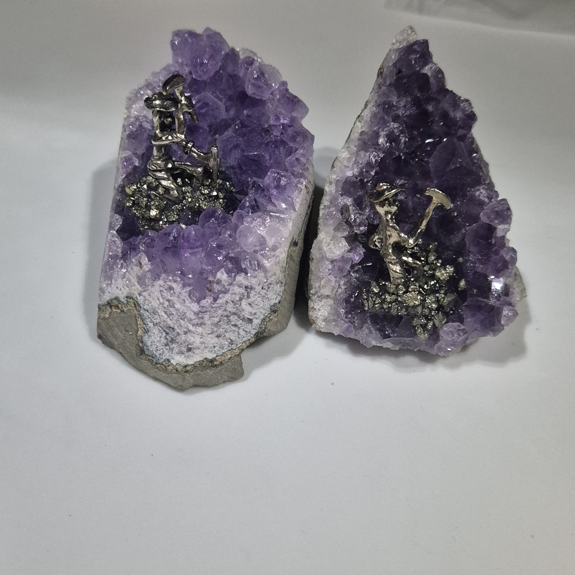 Amethyst Cluster With Miner Each