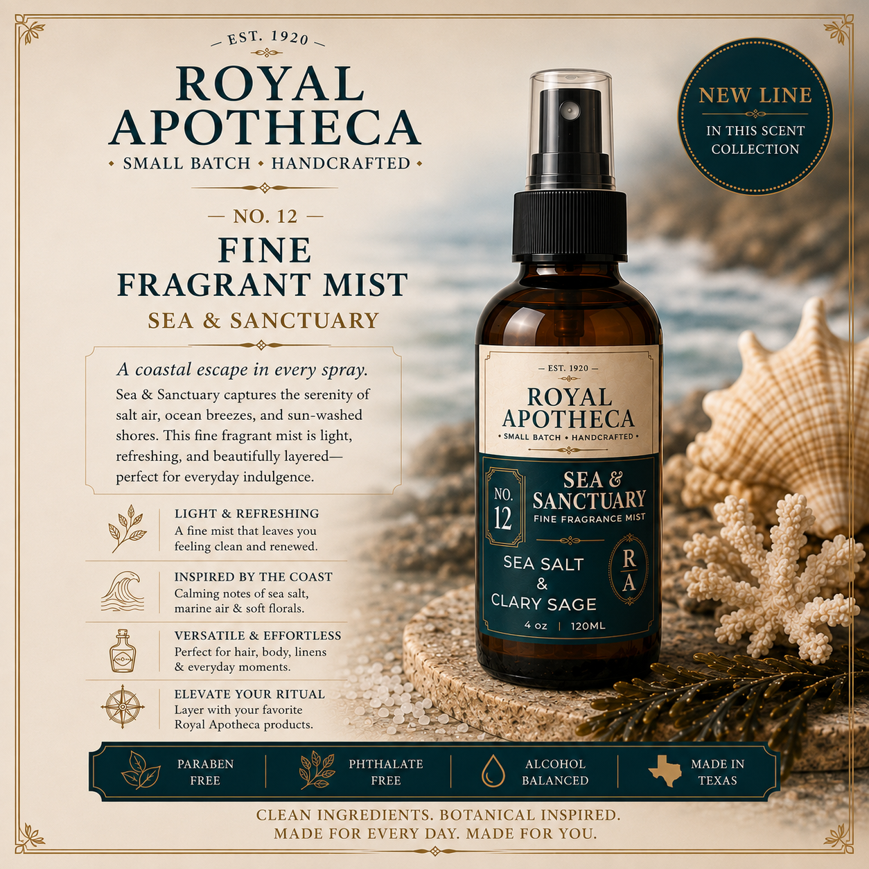 Sea & Sanctuary - No.12 - Fine Fragrant Mist - 4oz