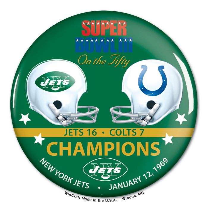 New York Jets Super Bowl III Champions Button