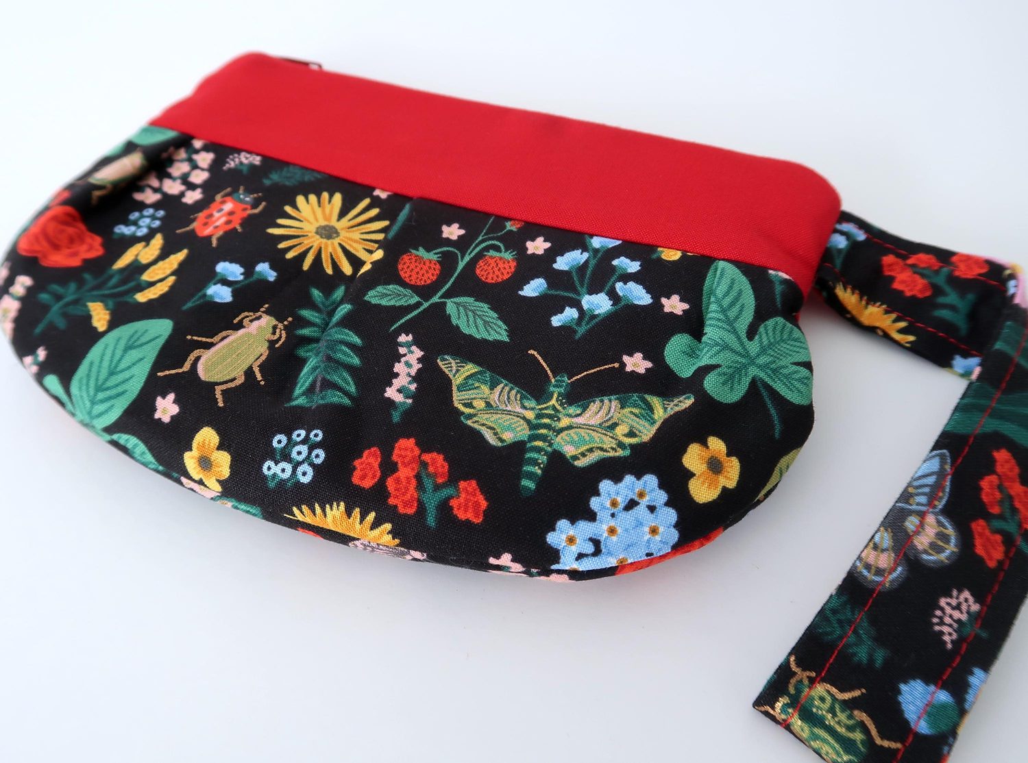 Pleated Wristlet – Bugs & Blooms on Black, photo 5 of 5