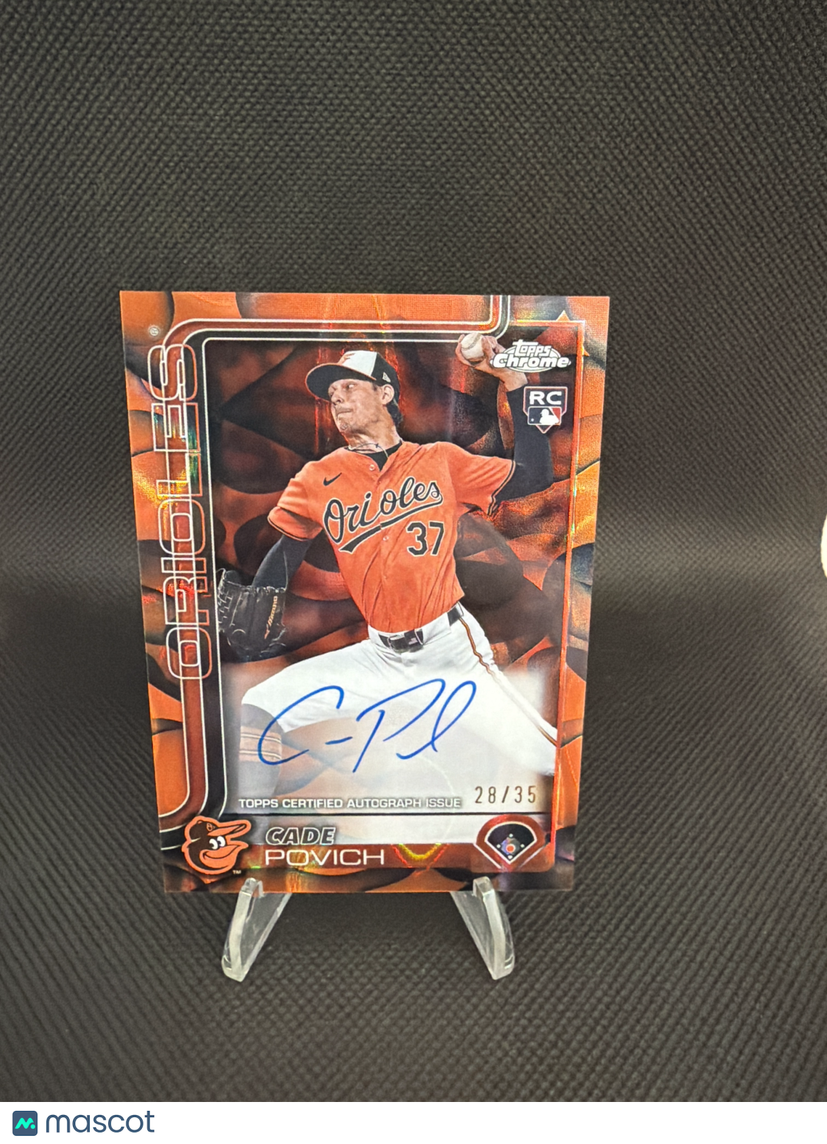 2025 Topps Chrome Update Cade Povich ORG/BLK lava lamp /35 Auto