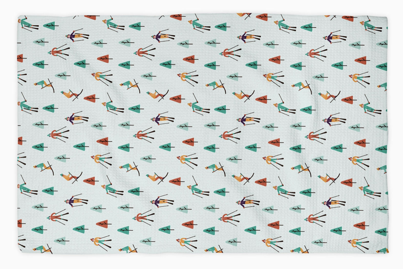 Skiers & Trees Waffle Towel