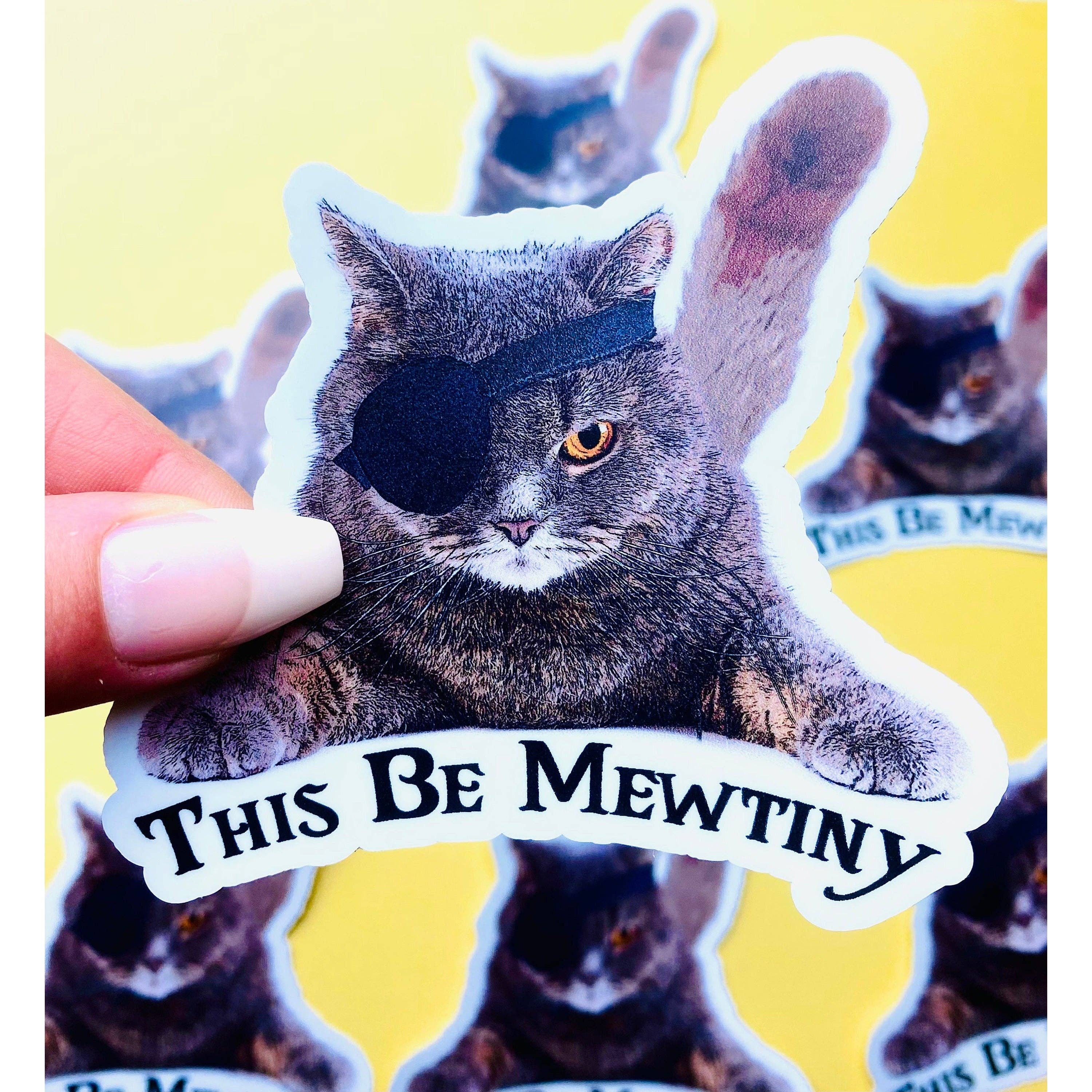 Otto's Grotto - Pirate Cat Sticker This Be Mewtiny Pirate Patch Kitty Cat