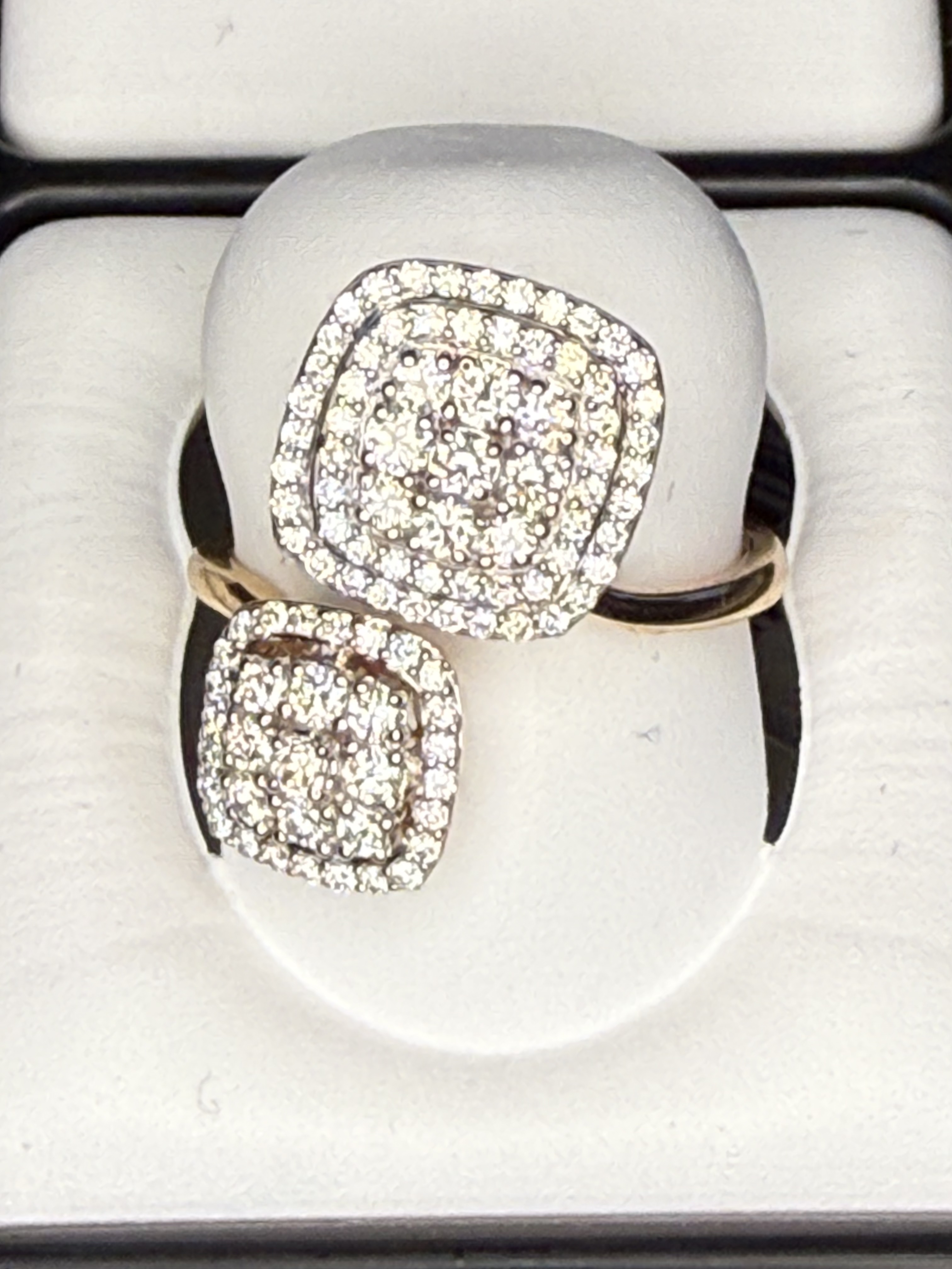 18K pink gold 5/8 C 2 square wrap ring UNIQUE