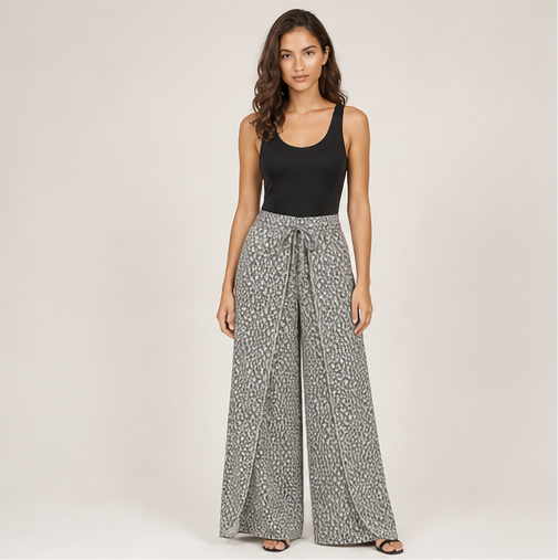 Floral side slit wide leg culottes