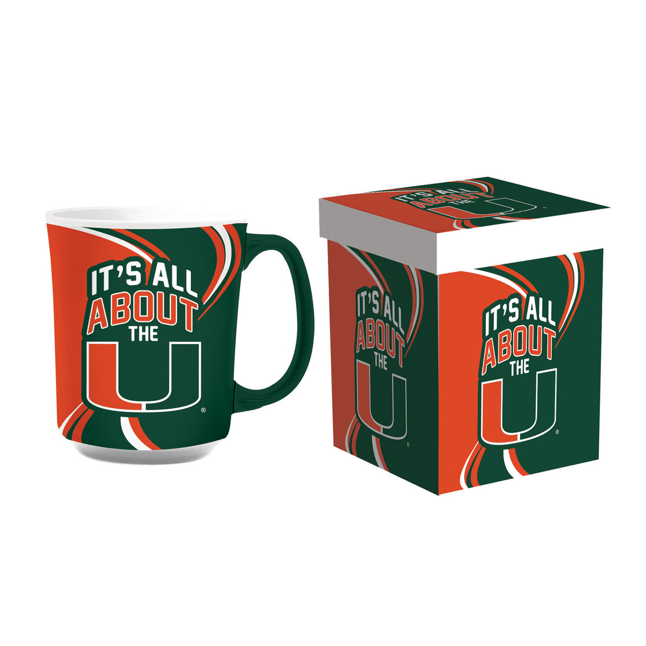 Miami Hurricanes Ceramic Coffee Mug with Matching Box 14oz