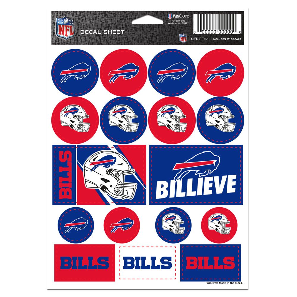 Buffalo Bills Vinyl Decal Sheet 5x7"