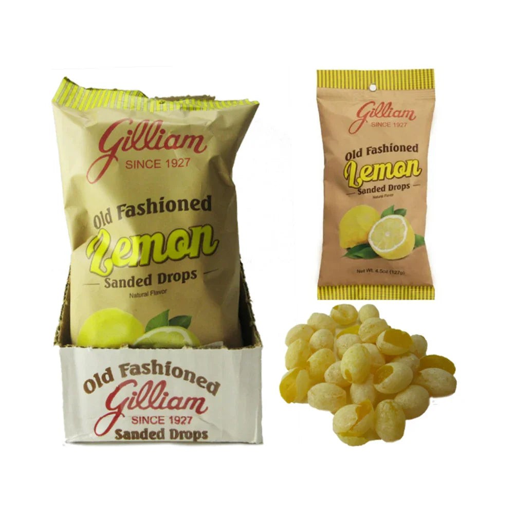 Gilliam Old Fashioned Sanded Candy Drops Lemon 4.5oz 12ct Tray