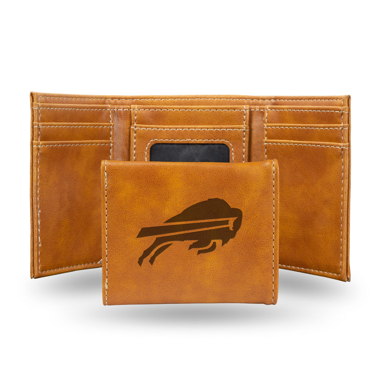 Buffalo Bills Laser Engraved Trifold Leather Wallet